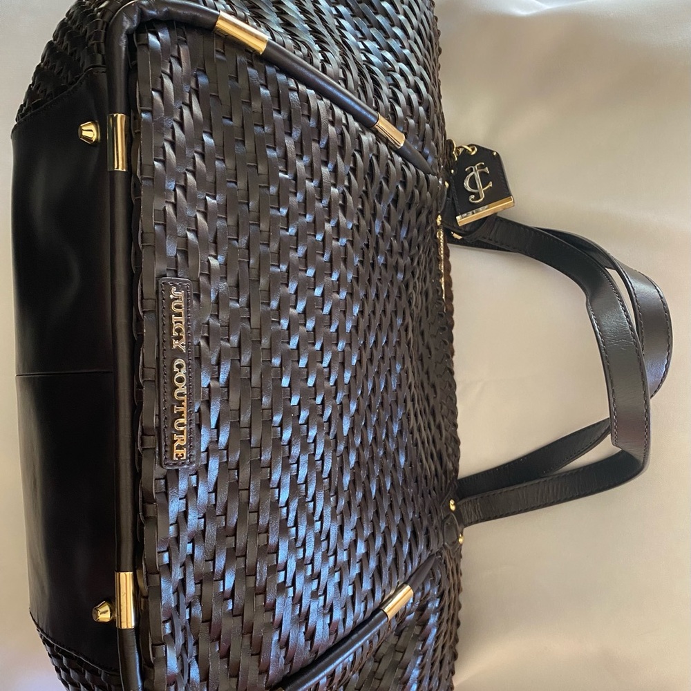 Juicy Couture Huge Brown Woven Leather Tote!! EUC RARE Stunningly Gorgeous 💛HP💛 - Picture 3 of 16